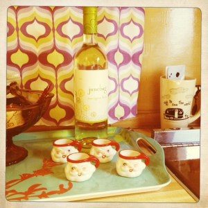 My mom also gave me this 1961 Santa mug set for Christmas.  I guess you could call these mugs, only for tiny people.  Maybe they're for espresso?  